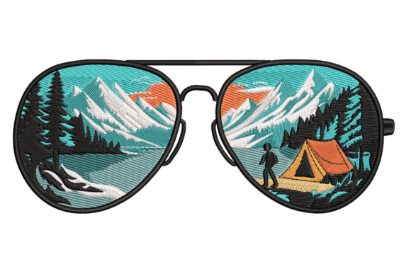 Mountain Camping Sunglasses: A Rustic Holiday Embroidery Gem