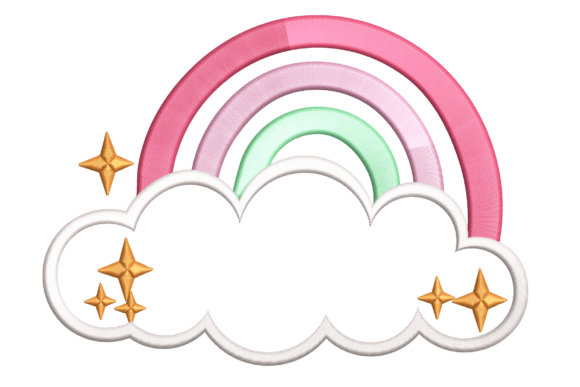 Pastel Rainbow Cloud Embroidery for Craft Businesses